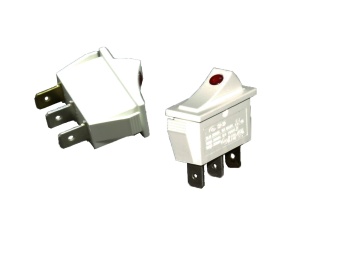 Кнопка-выключатель SR-32N-L-T-1-WT-WT-R-0-0-4-RE 16A/250V белая с подсветкой